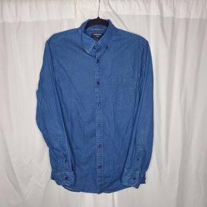 Nordstrom Trim Fit Chambray Long-sleeved Button Up Shirt Size Small
